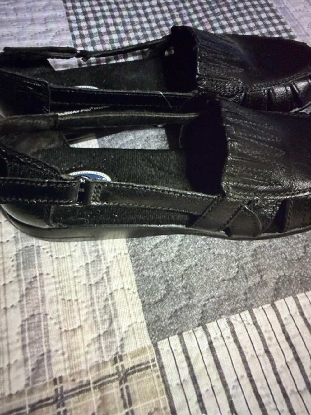Dr Schools Black Leather Slip-On Sandals